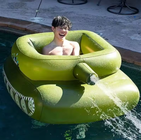 FloatyTank — Ride-On Pool Float with Built-In Water Cannon